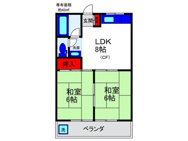 ハイツ上野台B棟の物件間取画像